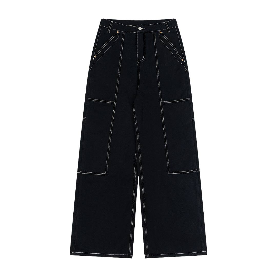 Wide leg jeans - color Black